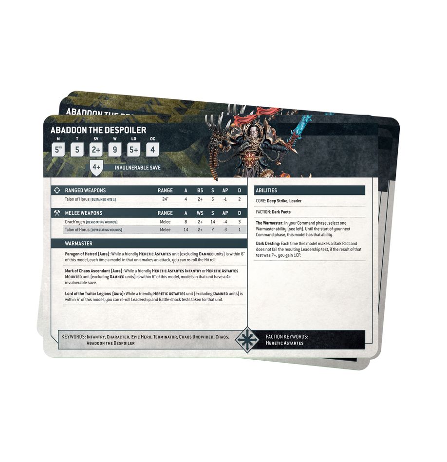 Warhammer 40k DATASHEET CARDS: CHAOS SPACE MARINES